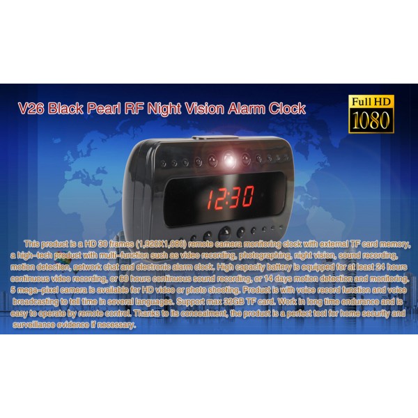 SVEGLIA OROLOGIO SPIA SPY CAMERA 1920x1080 FULL HD NIGHT VISION MOTION DETECTOR