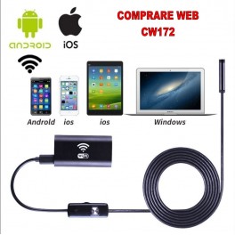 ENDOSCOPIO WIRELESS WIFI PER IOS IPHONE ANDROID 5MT CAMERA ISPEZIONE HD 720P SPY CAM MINI TELECAMERA PER ISPEZIONI