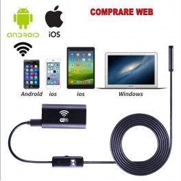 ENDOSCOPIO WIRELESS WIFI PER IOS IPHONE ANDROID 2MT CAMERA ISPEZIONE HD 720P SPY CAM MINI TELECAMERA PER ISPEZIONI