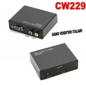 CONVERTITORE DA SEGNALE ANALOGICO VGA  A SEGNALE HDMI + AUDIO R/L TV MONITOR PC VIDEO CONVERTER