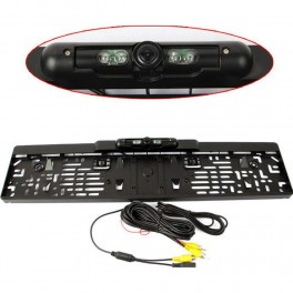 PORTA TARGA CON TELECAMERA TONDA DVR CON LED PER VISIONE NOTTURNA RETROMARCIA 170° IR SUPPORTO TARGA AUTO VIDEOCAMERA