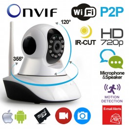 TELECAMERA IP CAMERA MOTORIZZATA 720P HD NIGHT VISION LED INFRAROSSI CAM WIFI LAN IR 3 ANTENNE