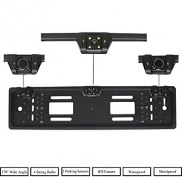 PORTATARGA CON TELECAMERA POSTERIORE 4 LED E SENSORI DI PARCHEGGIO 170° AUTO VIDEOCAMERA DVR