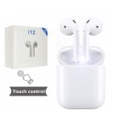 AURICOLARI BLUETOOTH WIRELESS I12 PER SMARTPHONE ANDROID IOS 5.0 CON SCATOLA RICARICABILE SENZA FILI