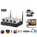 KIT DI VIDEOSORVEGLIANZA CON 4 TELECAMERE NVR LAN WIRELESS FULL HD WIFI
