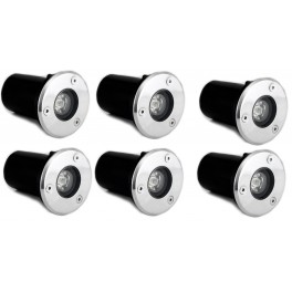 6 pezzi faretti LED segnapasso 1W calpestabili incasso esterno IP65 giardino 6,5x7,5 cm luce fredda