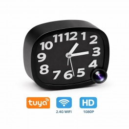 Orologio Sveglia con Telecamera WiFi 1080P Full HD, Visione Notturna IR, Rilevamento Movimento, Audio Bidirezionale, App Tuya
